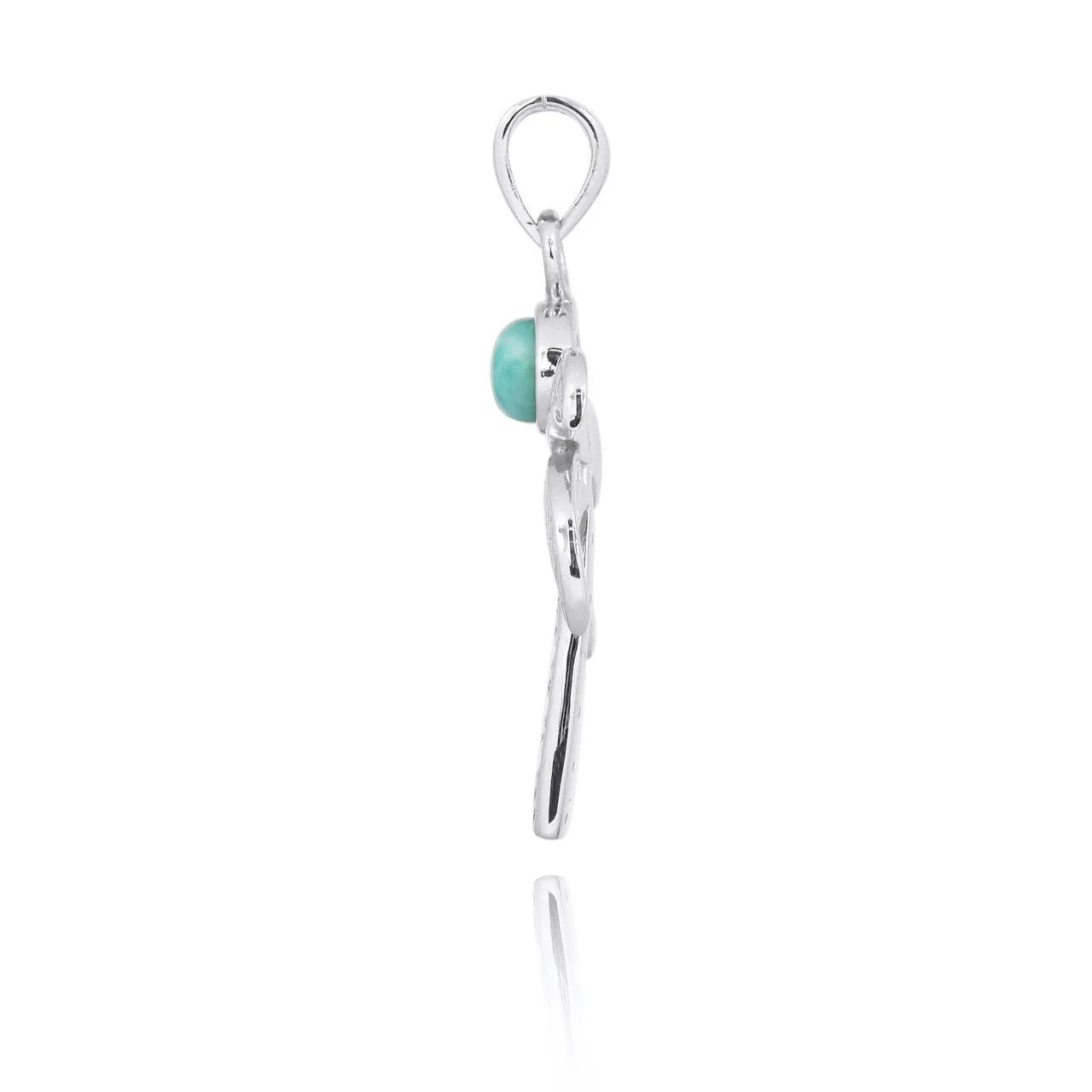 Palm Tree Necklace with Larimar and White Topaz - Miami