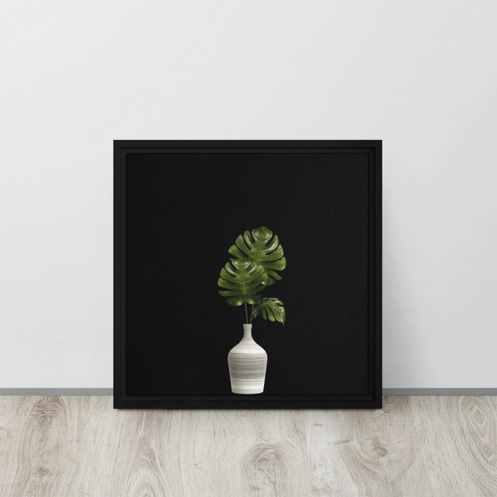 Palms in Vase Framed Canvas Print