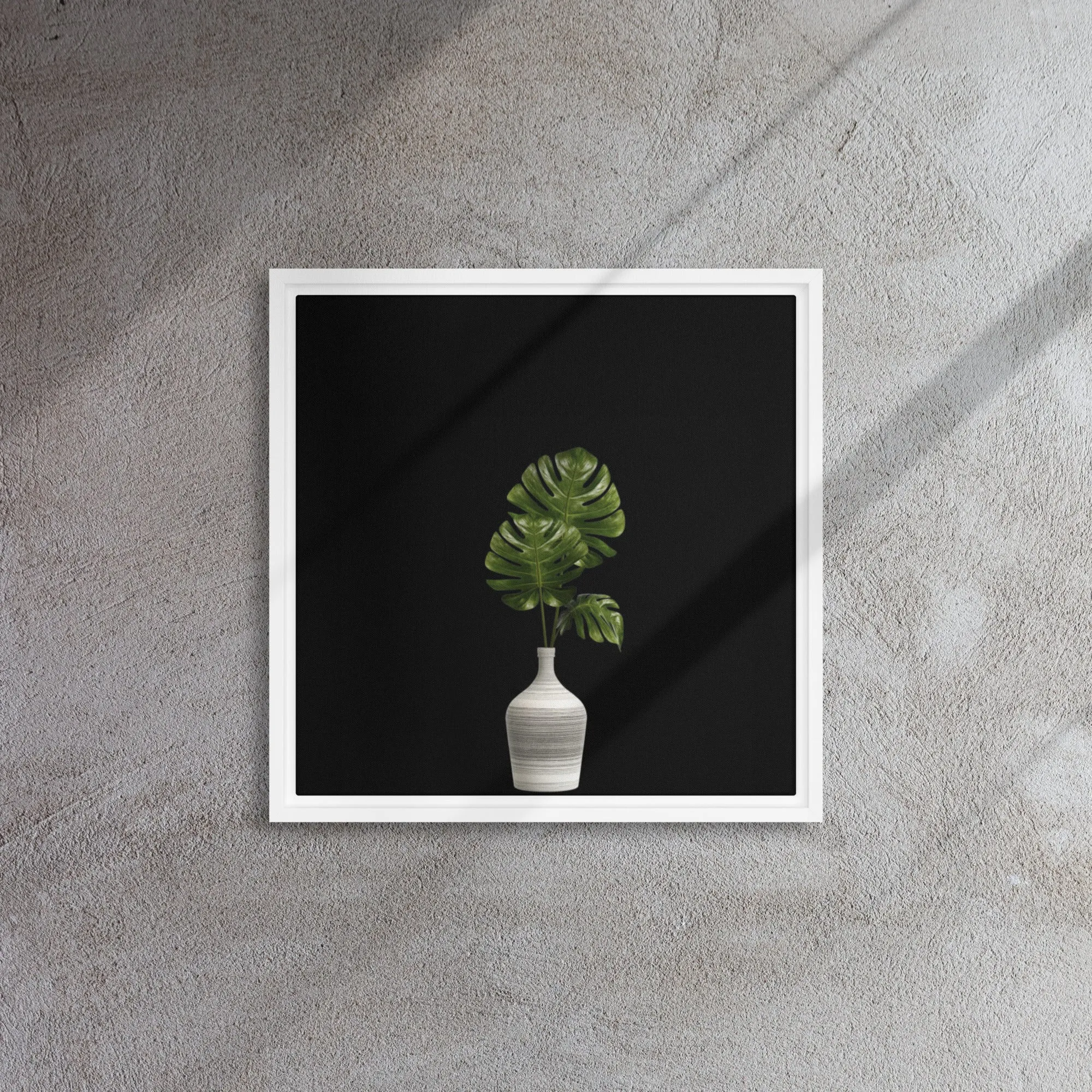 Palms in Vase Framed Canvas Print