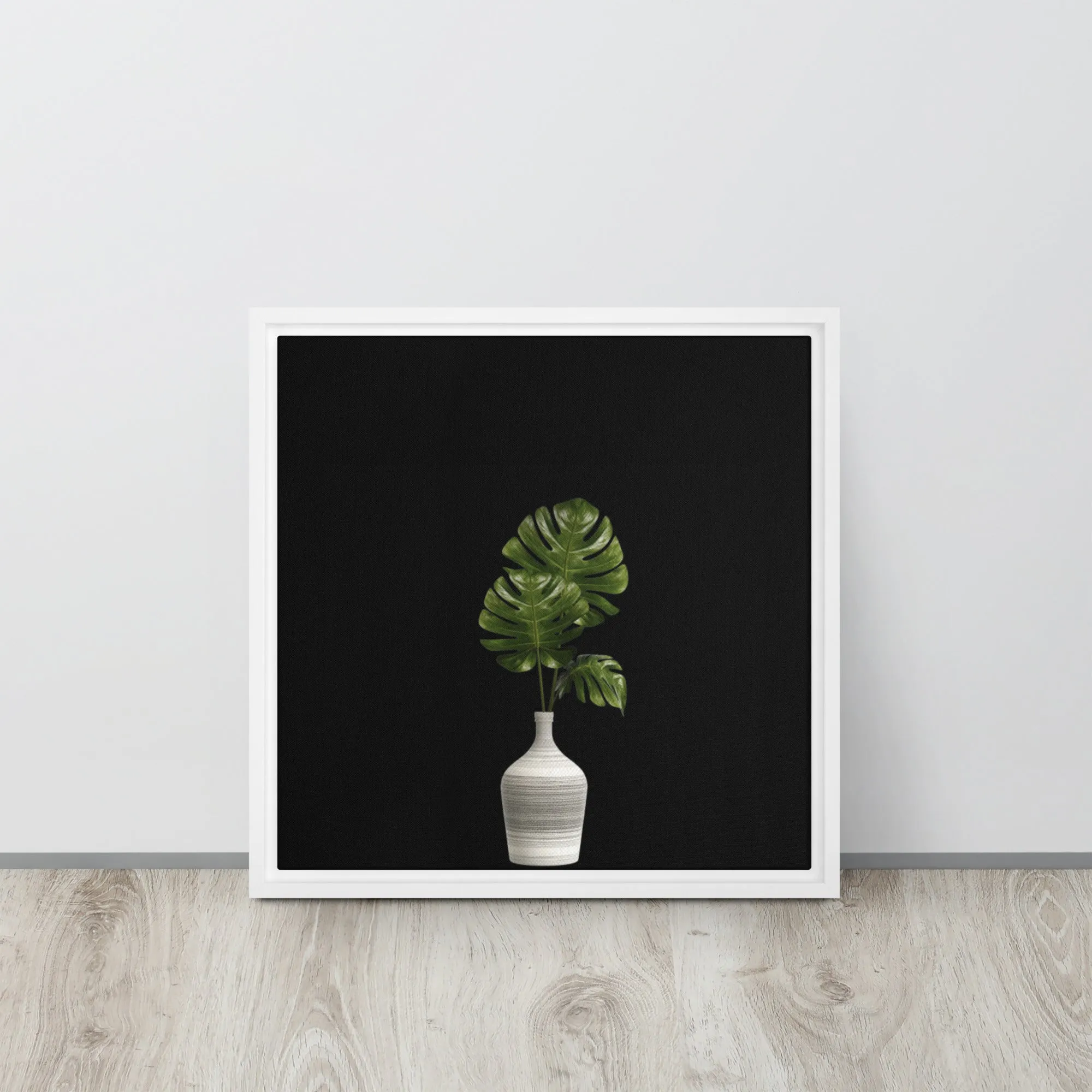 Palms in Vase Framed Canvas Print