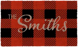 Personalized Checkered Christmas Doormat
