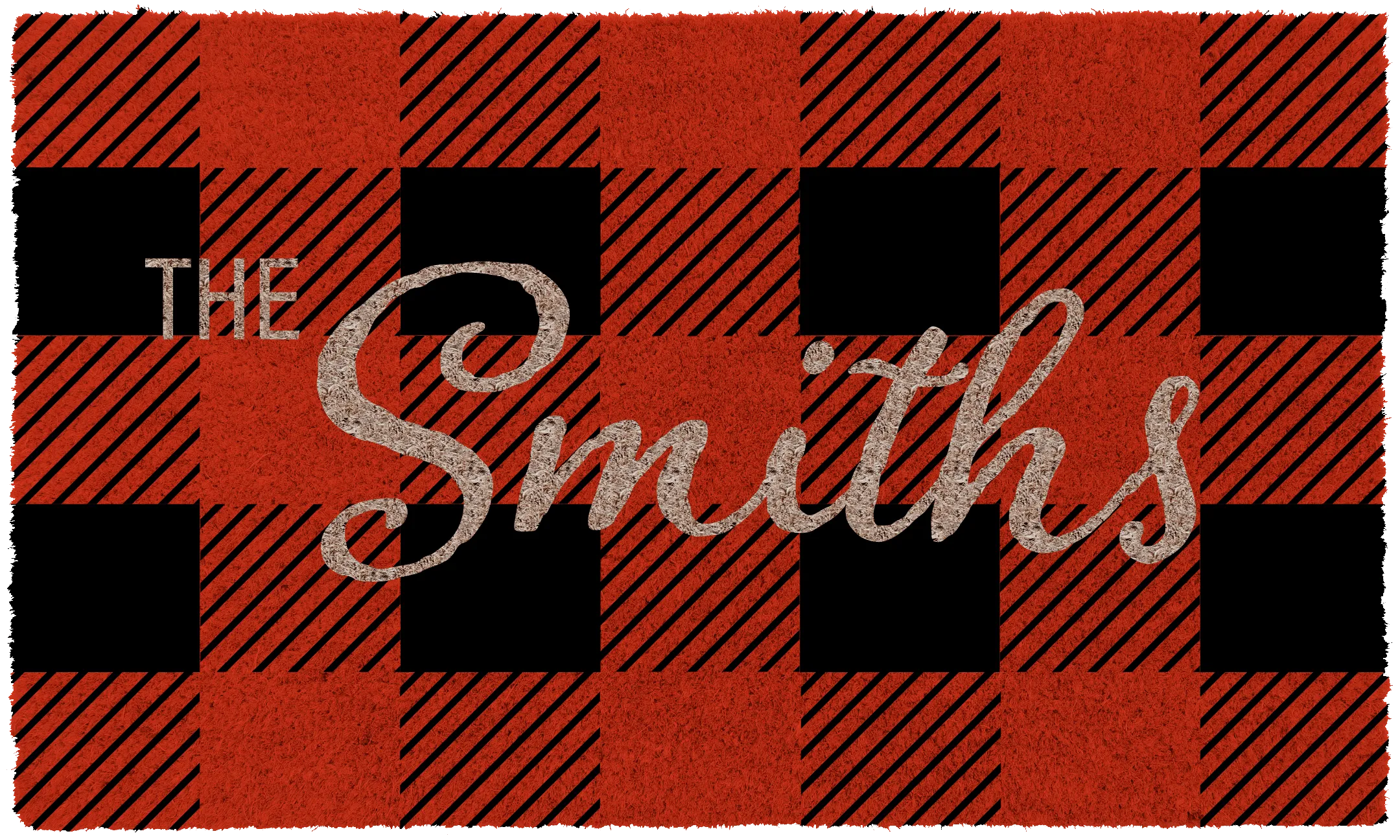 Personalized Checkered Christmas Doormat