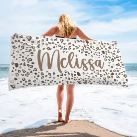 Personalized Leopard Beach Towel, Custom Name Beach Towel, Personalized Beach Towel, Leopard Beach Towel, Bride Beach Towel, Tiger Towel