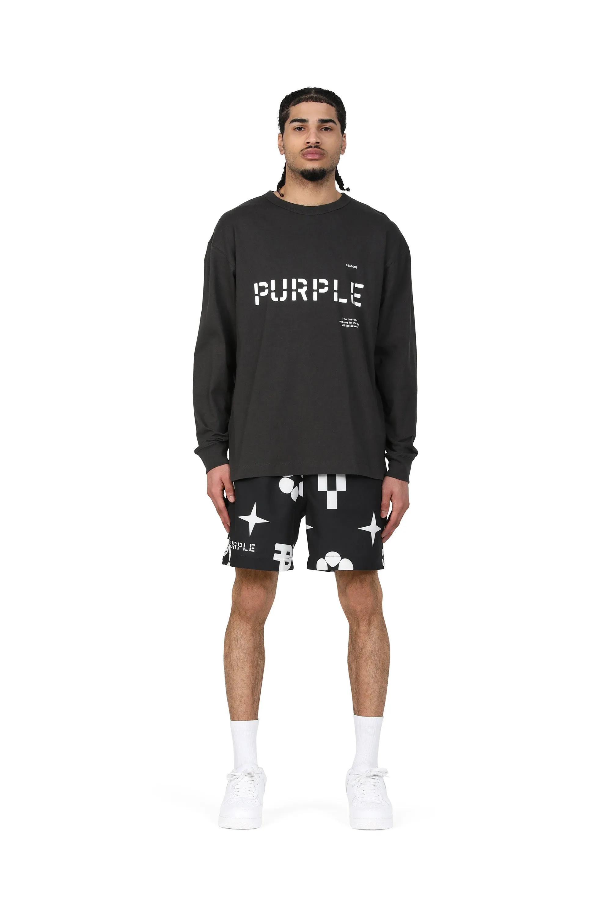Purple brand jumbo monogram swim shorts