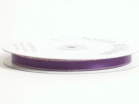 Purple with Gold Edge Satin Ribbon Lurex Edge - ( W: 1/8 Inch | L: 100 Yards )
