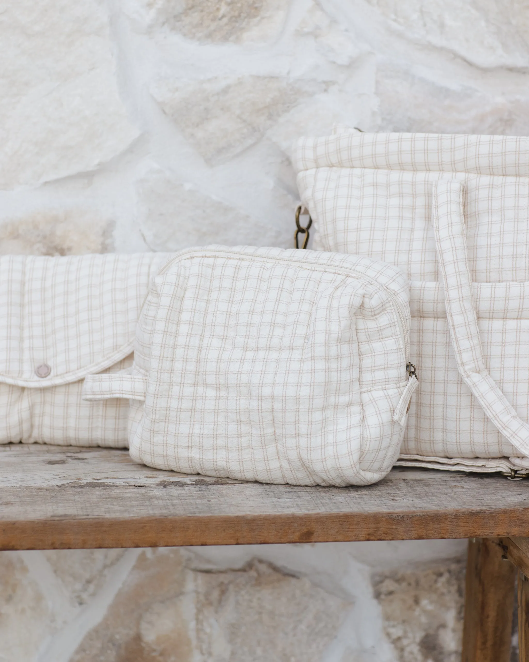 Quincy Mae Diaper Bag   Changing Pad Set - Oat Check
