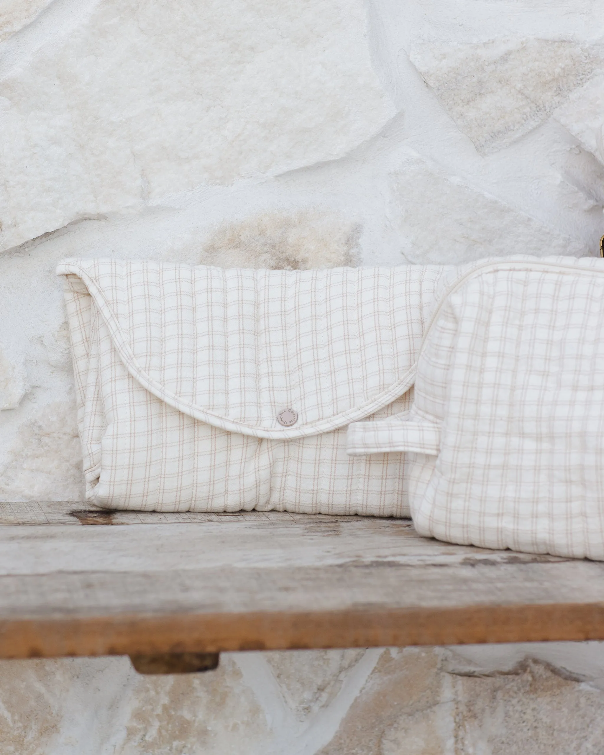 Quincy Mae Diaper Bag   Changing Pad Set - Oat Check