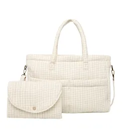 Quincy Mae Diaper Bag   Changing Pad Set - Oat Check