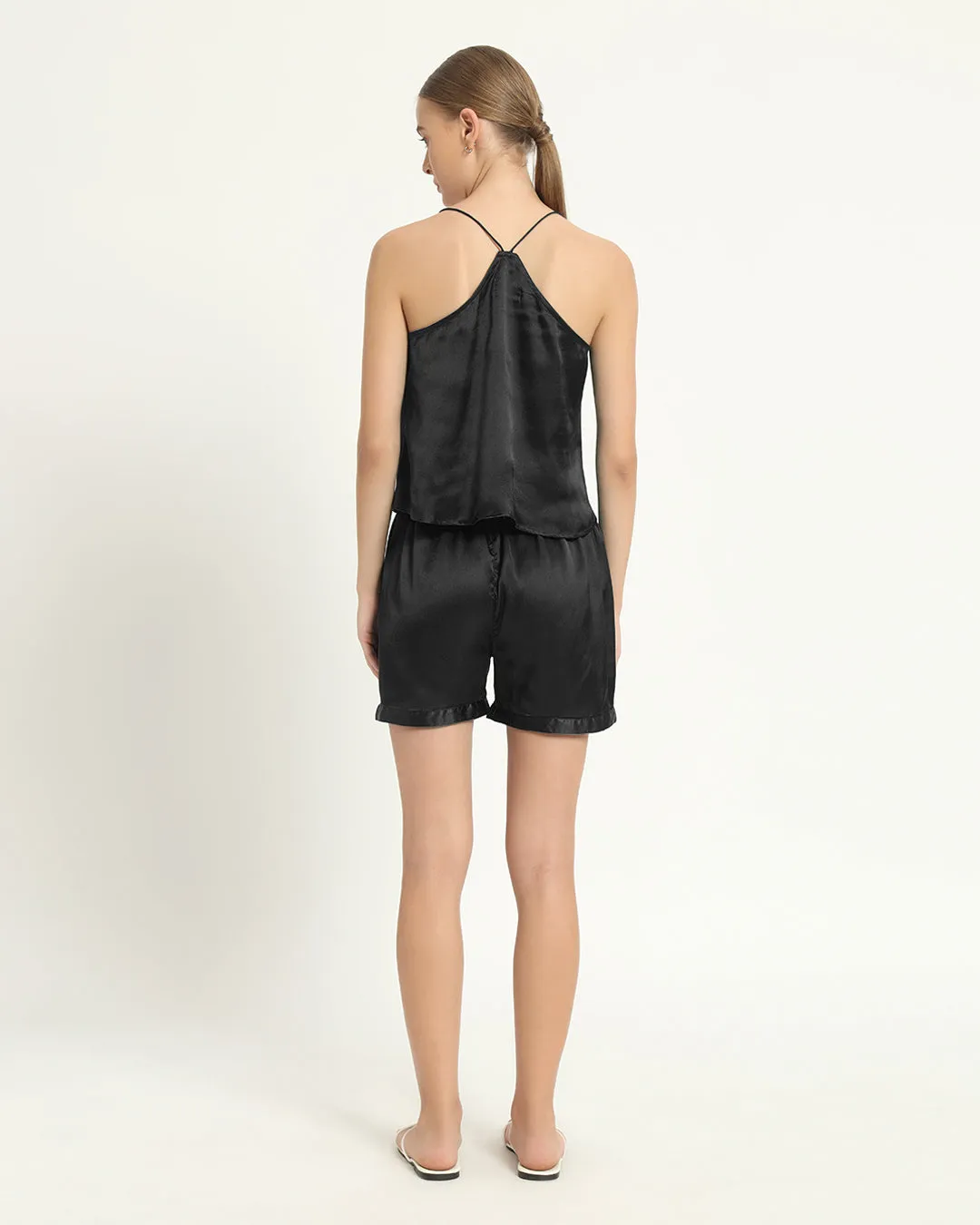 Satin Chic Camisole - Shorts Black PJ Set