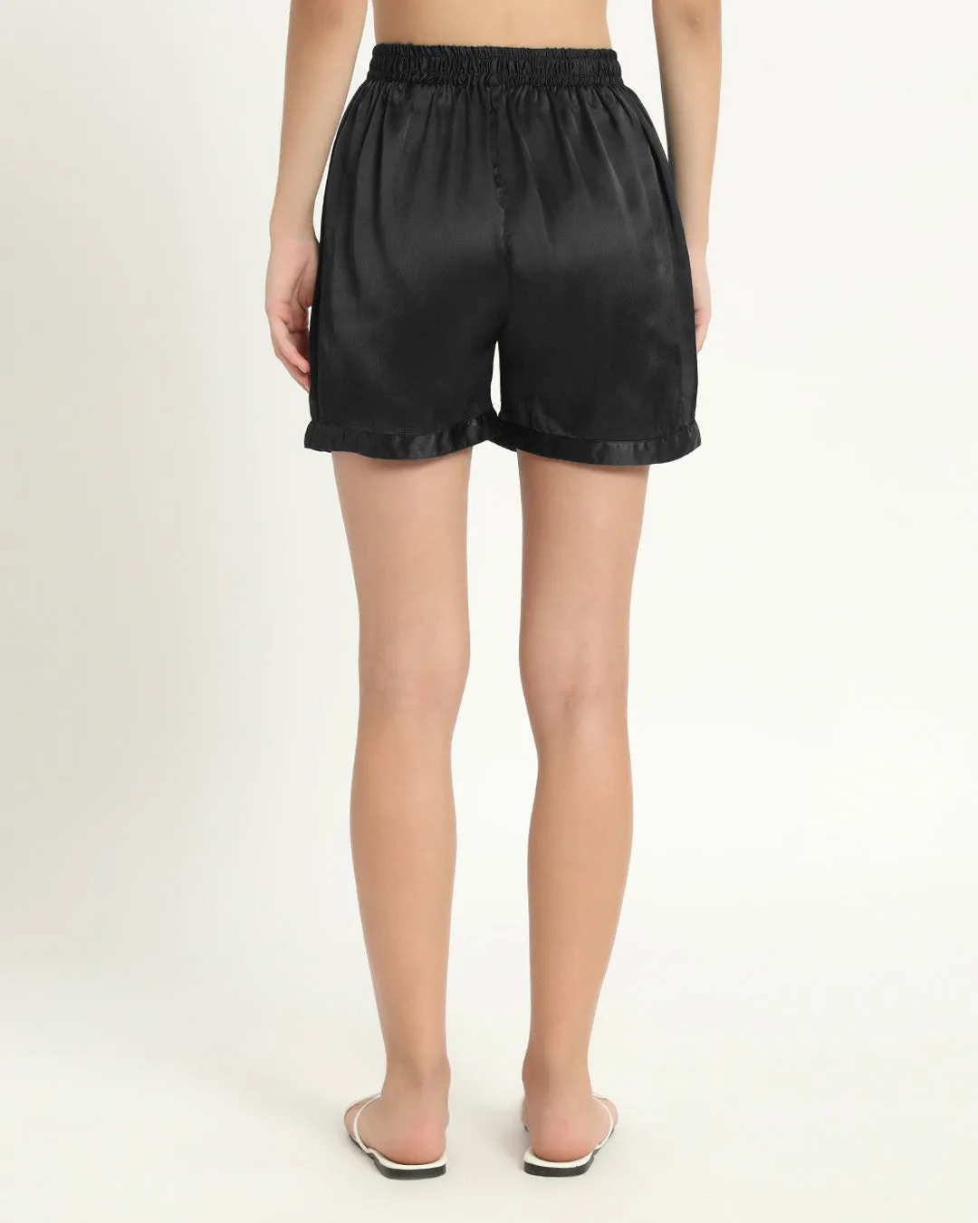Satin Chic Camisole - Shorts Black PJ Set