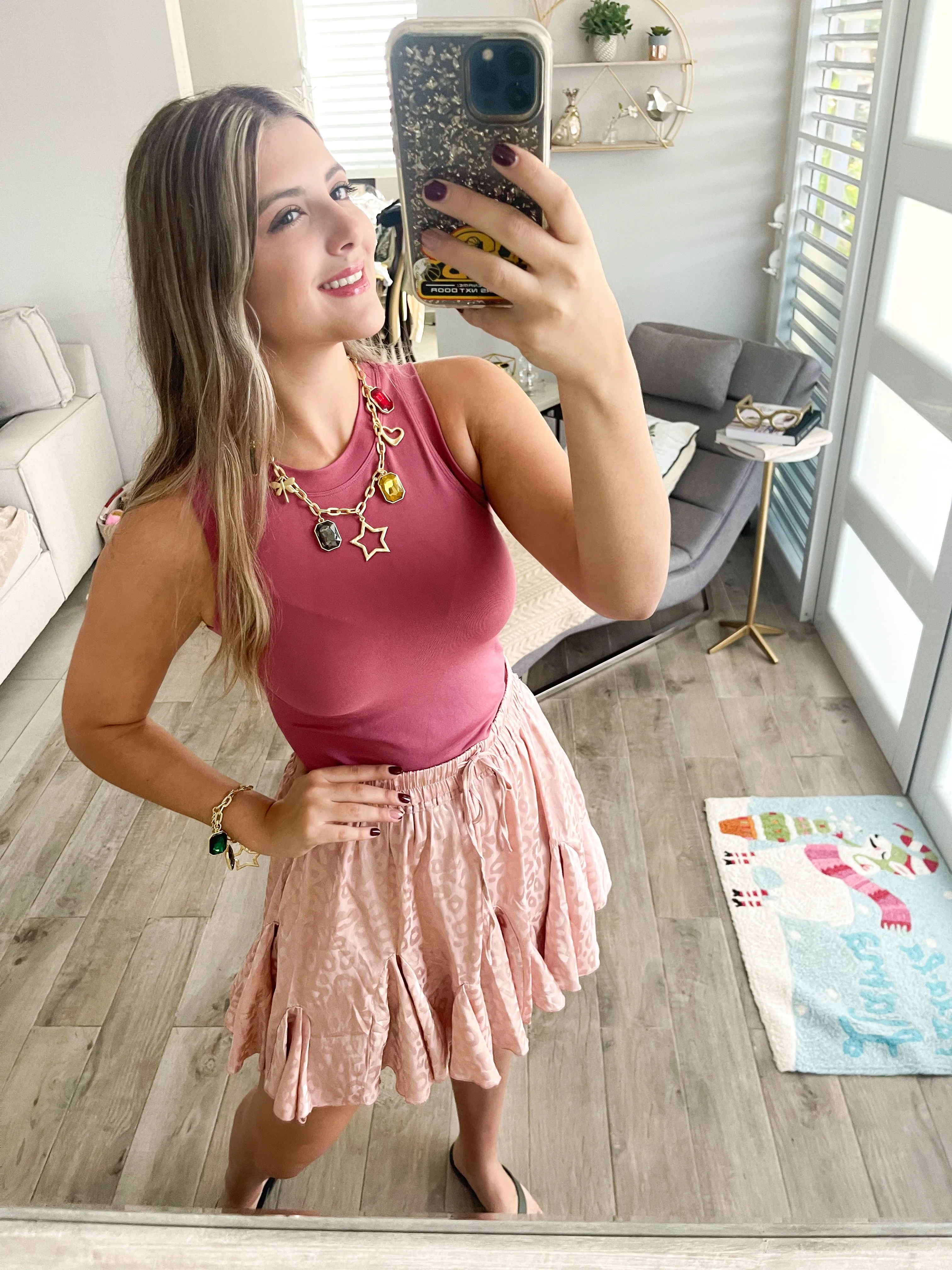 SATIN LEOPARD SKIRT