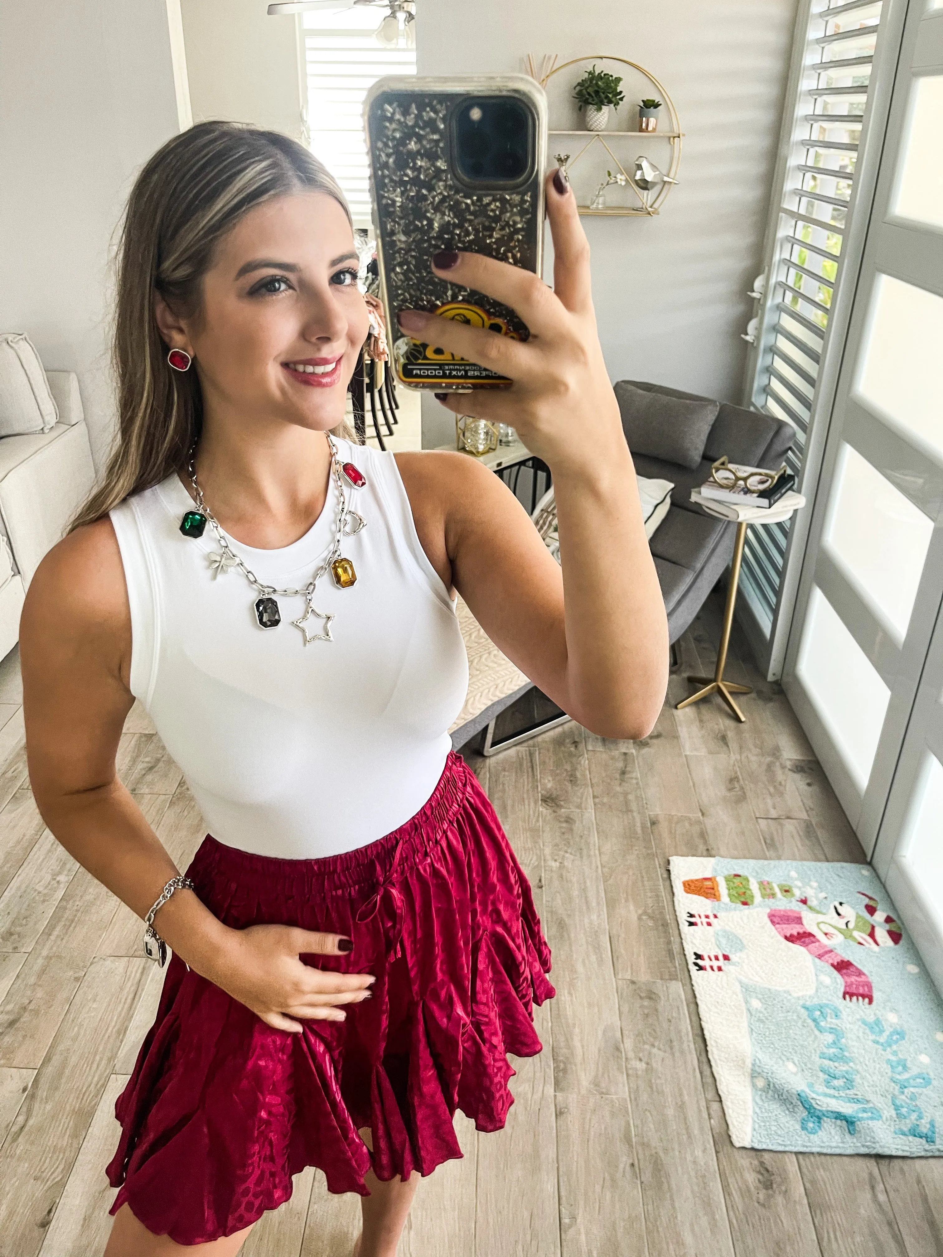 SATIN LEOPARD SKIRT