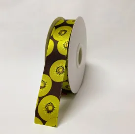 Satin Ribbon Kiwi Design - ( W: 7/8 Inch | L: 25 Yards ) - 90140504