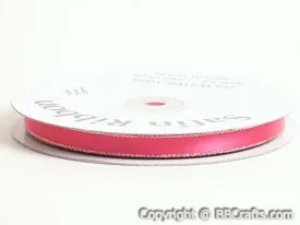 Shocking Pink with Gold Edge Satin Ribbon Lurex Edge - ( W: 1/4 Inch | L: 50 Yards )