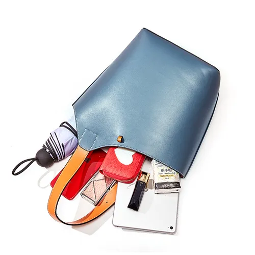 Small Leather Bucket Tote Shopper Bags Purse