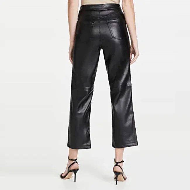 Soft Black Leather Women's Draw Pants