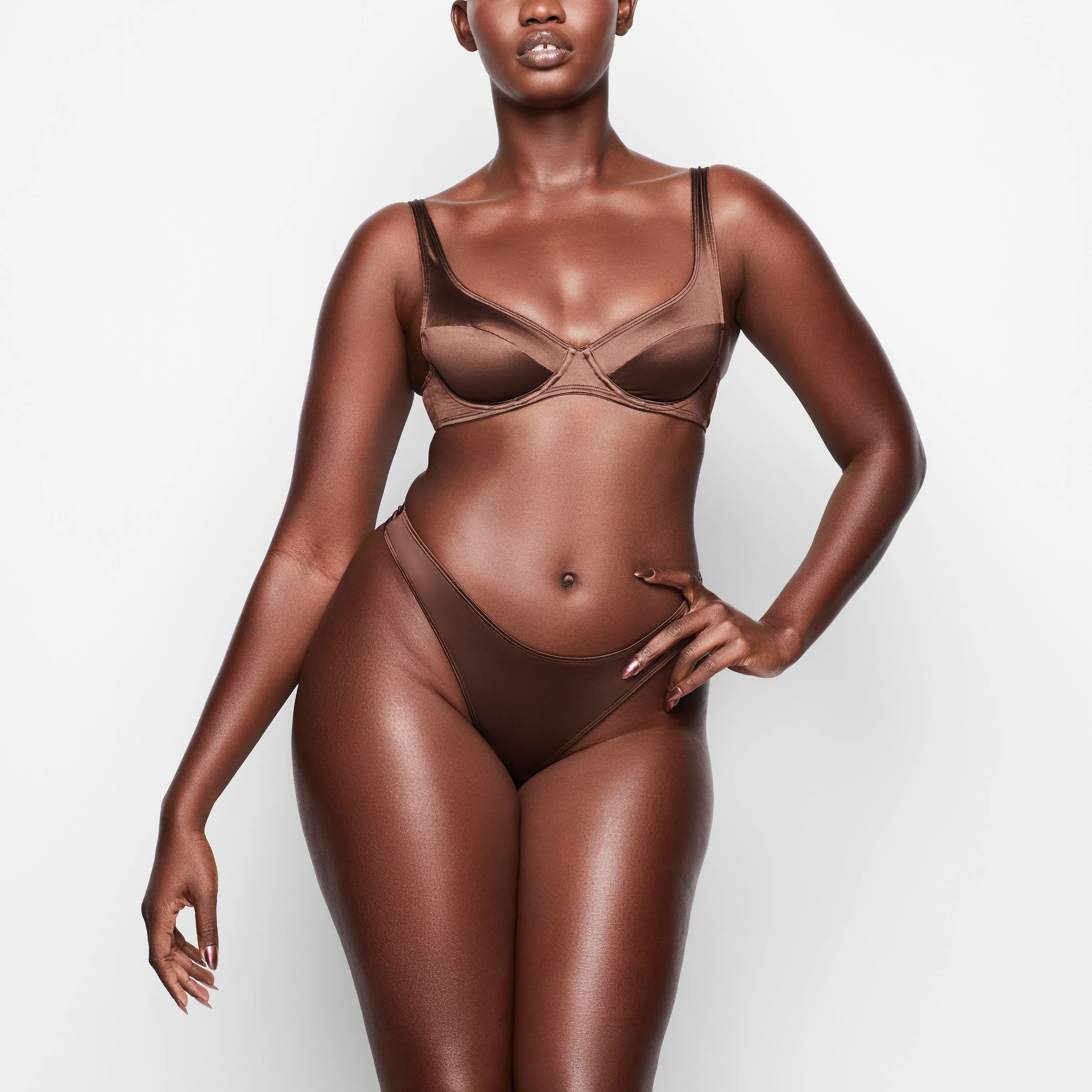 STRETCH SATIN SCOOP BACK UNDERWIRE BRA | SMOKEY QUARTZ