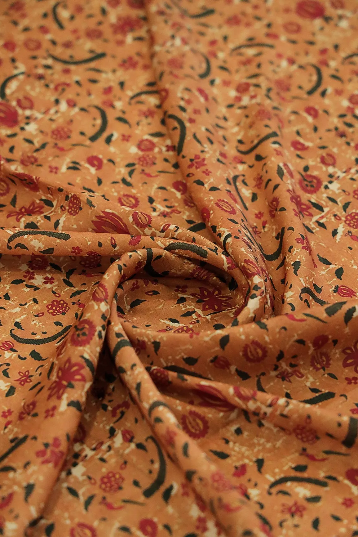 Vibrant Colour Floral Digital Print on Satin Fabric