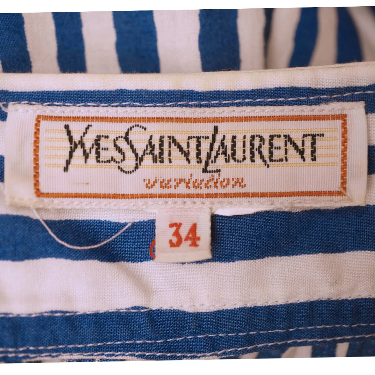 Vintage 1980s Yves St Laurent Striped Blouse Skirt 2 piece Set France Size S 34