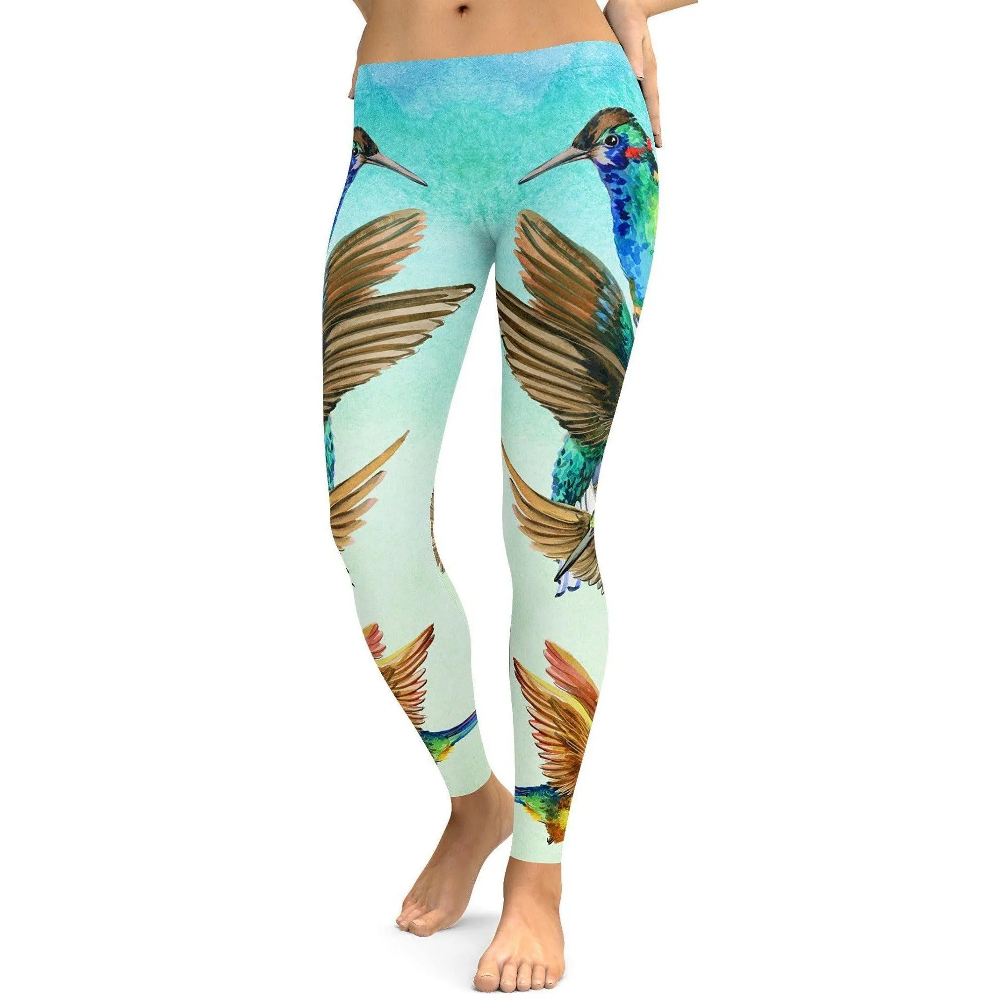 Watercolor Hummingbird Leggings