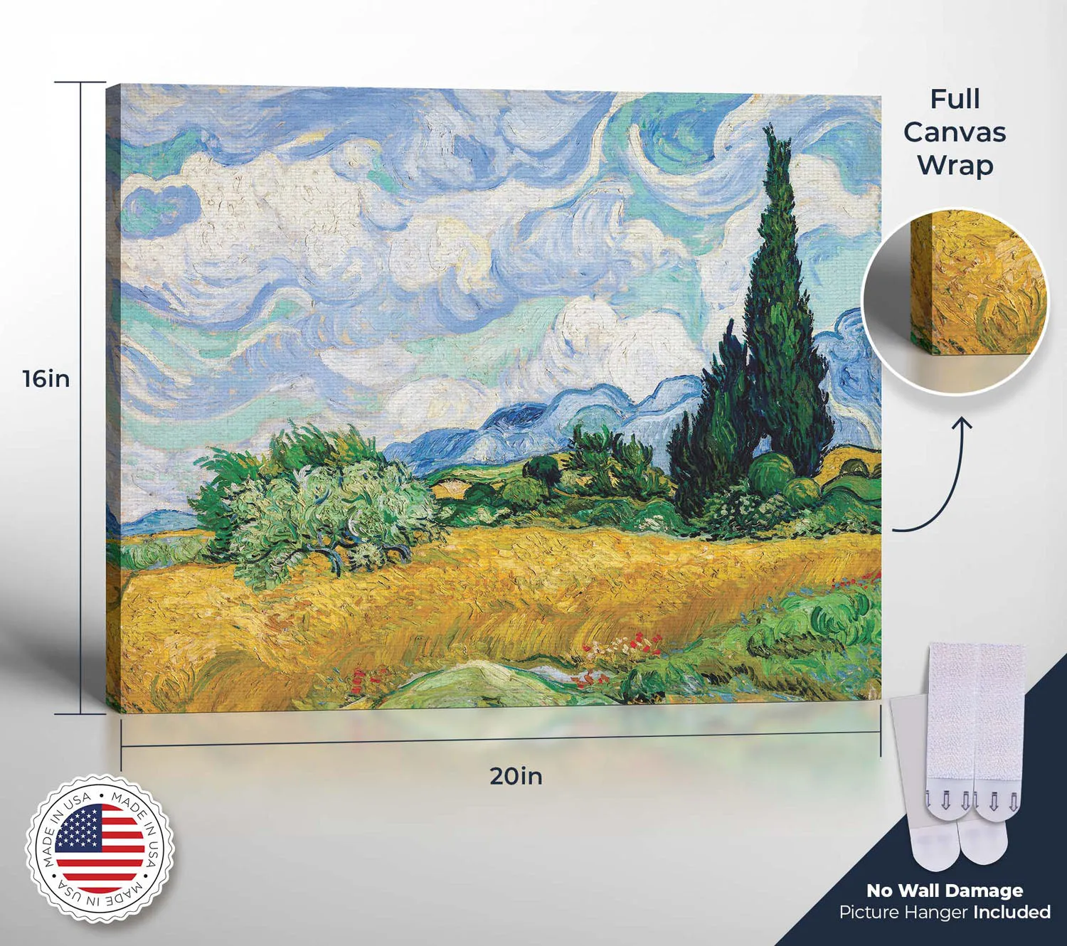 Wheat Field with Cypress by Van Gogh, Van Gogh Cypresses, Painting Wall Art, Van Gogh Wall Art, Ready To Hang for Living Room Home Wall Decor, C2448
