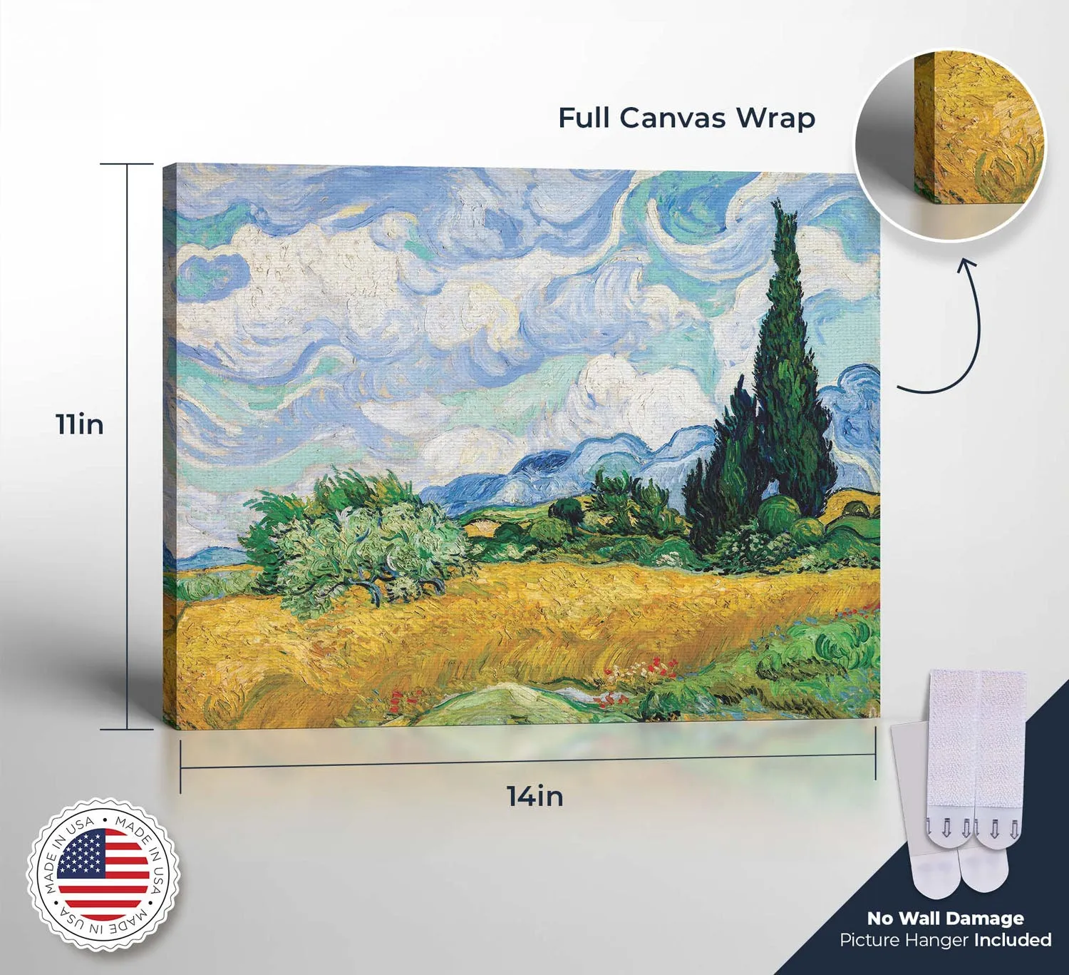 Wheat Field with Cypress by Van Gogh, Van Gogh Cypresses, Painting Wall Art, Van Gogh Wall Art, Ready To Hang for Living Room Home Wall Decor, C2448