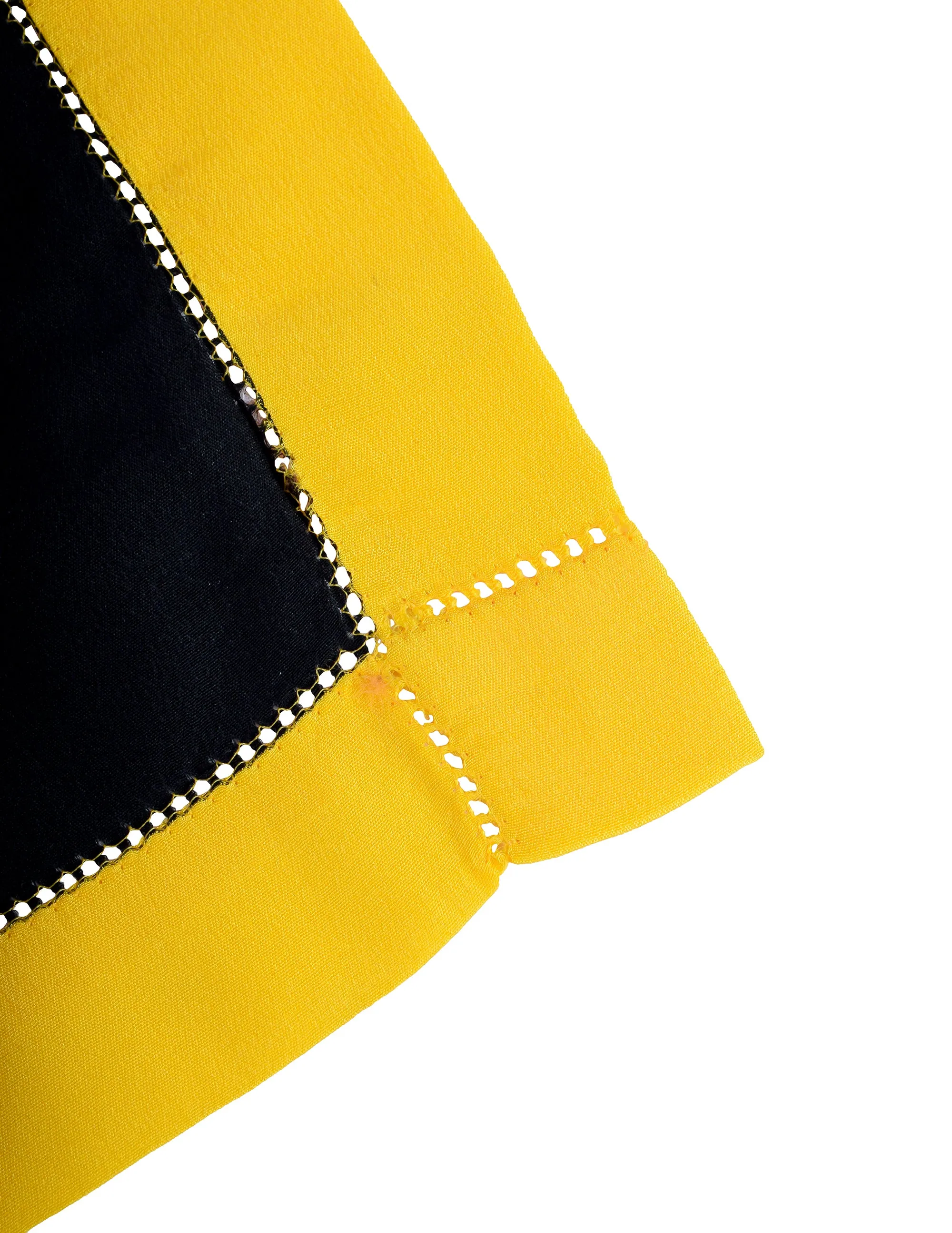 Yves Saint Laurent Vintage YSL Black and Yellow Silk Pocket Square Scarf